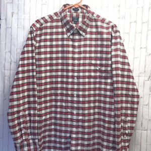 J.Crew Mens Plaid Shirt Size XL Red/White Flex Oxford Slim Fit Button Down Shirt